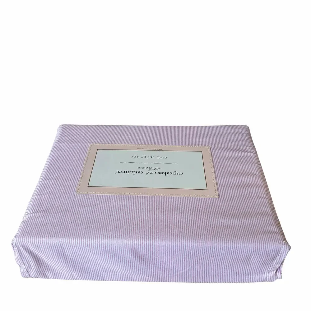 Cupcakes & Cashmere Pink Striped QUEEN Sheet Set Chic Bedding NEW